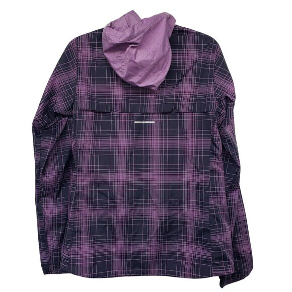 Nike Phenom Vapor Purple Plaid Hooded Lightweight Windbreaker Running Jacket - Picture 2 of 12